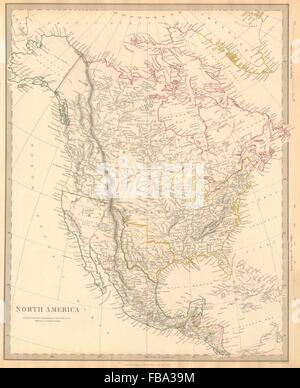 NORTH AMERICA.Texas Republic.Mexican California.Russian America.SDUK, 1844 map