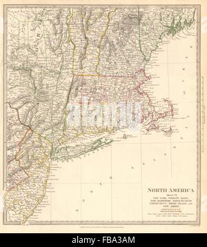 USA.New York Maine Massachusetts Connecticut New Jersey NH RI VT.SDUK, 1844 map Stock Photo