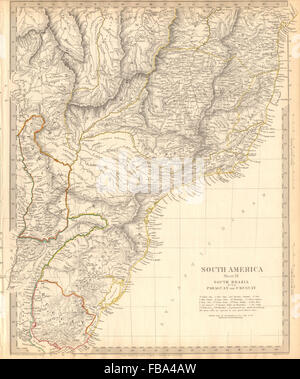 SOUTH BRAZIL PARAGUAY URUGUAY. Bahia Minas Gerais Sao Paolo. SDUK, 1844 map