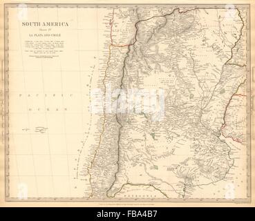 SOUTH AMERICA.La Plata and Chilé.Chile Argentina Uruguay Bolivia.SDUK, 1844 map