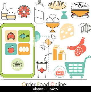 Online Food Delivery Flat Vector Concept. Vector Illustration. Stock Vector