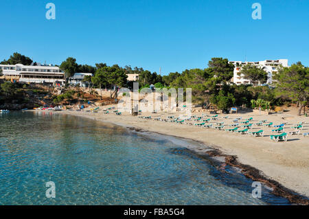 a view of the Cala Portinatx beach in Sant Joan de Labritja, Ibiza Island, Spain Stock Photo