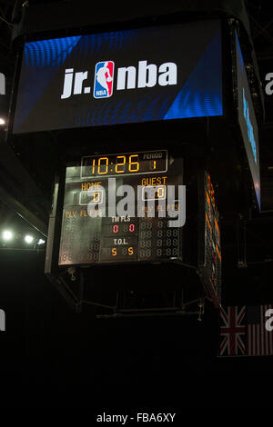 London, UK. 13th January, 2016. General view of the scoreboard ahead of the NBA Global Games London 2016. Orlando Magic and the Toronto Raptors Credit:  Stephen Bartholomew/Alamy Live News Stock Photo