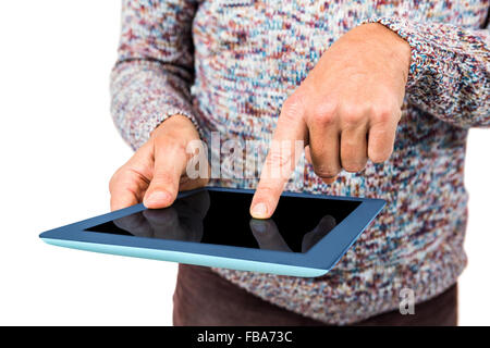 Midsection of man using digital tablet Stock Photo