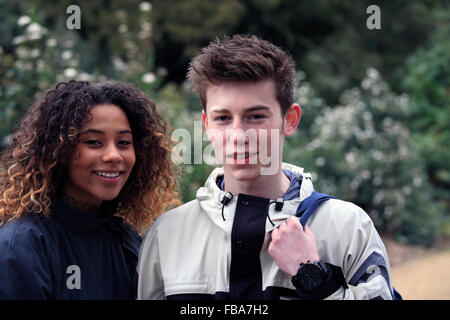 united kingdom london chiswick a young mixed race teenage couple walking in the grounds of chiswick house Stock Photo