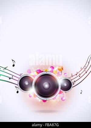 abstract music background with sound speaker and music notes Stock Photo