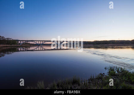 The Oderbruecke Frankfurt A12 (Oder Bridge) from Frankfurt (Oder), Germany to Swiecko, Poland Stock Photo