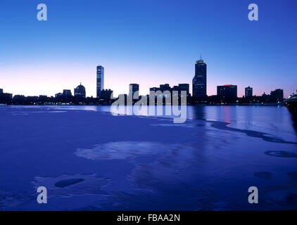 Boston's Back Bay and Charles River seen at dawn Stock Photo