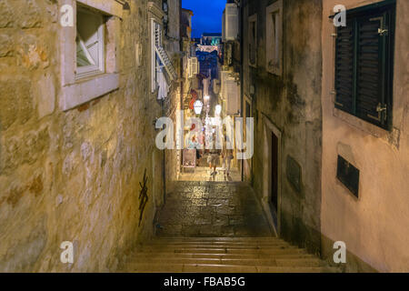 DUBROVNIK, CROATIA - SEPTEMBER 08, 2013 - Stairs leading down to the old town and  historic center of Dubrovnik Stock Photo