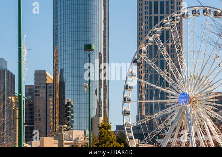 Atlanta, Georgia downtown scene of SkyView ferris wheel across from Centennial Olympic Park. USA. Stock Photo