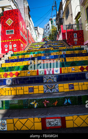 Laderia do Santa Teresa, Escadaria Selarón, Selaron Steps, Rio de Janeiro, Brazil Stock Photo