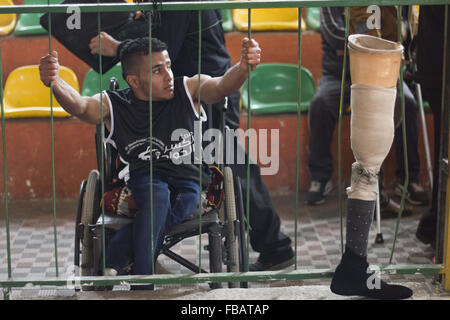 Gaza City, The Gaza Strip, Palestine. 17th Dec, 2015. Palestinians during wheelchair basketball championship in Gaza city, the local championship sponsored by the International Committee of the Red Cross (ICRC). © Mahmoud Issa/Quds Net News/ZUMA Wire/Alamy Live News Stock Photo