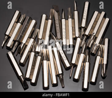 bits for screwdriver on black background Stock Photo