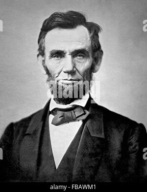 Abraham Lincoln. Portrait photograph of President Abraham Lincoln taken in 1863 Stock Photo