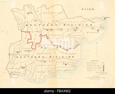 Essex county map. Divisions boroughs electoral. REFORM ACT. DAWSON, 1832 Stock Photo