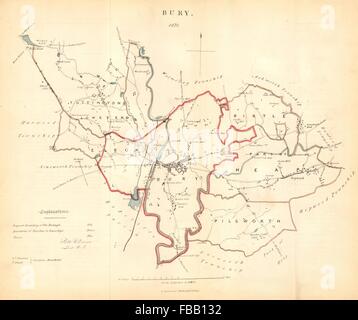 BURY borough/town plan. REFORM ACT. Heywood. Lancashire. DAWSON, 1832 old map