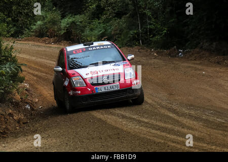 Alptekin Isikalp with Citroen C2 in Kocaeli Rally 2015 Stock Photo
