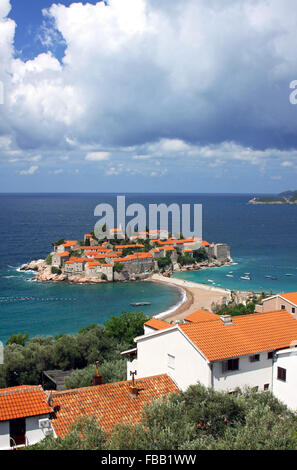 Sveti Stefan island in Adriatic sea, Montenegro Stock Photo