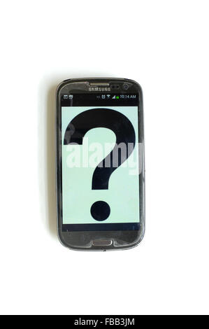 Question mark and smartphone Stock Photo - Alamy