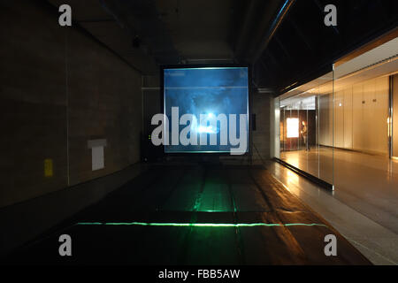 The Moon by Iregular (Daniel Iregui) at the Winter Lights Festival in Canary Wharf. Stock Photo