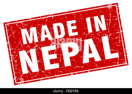 Nepal red square grunge made in stamp Stock Photo