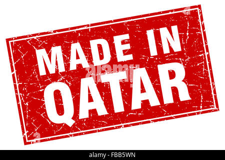 Qatar red square grunge made in stamp Stock Photo