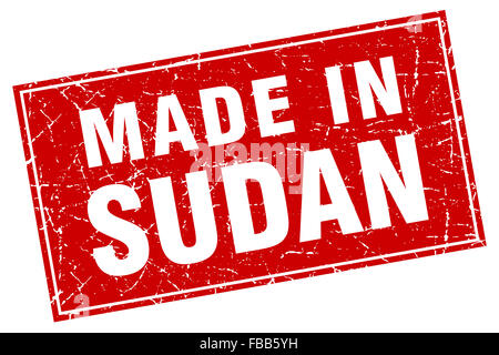 made in Sudan red square grunge stamp Stock Photo - Alamy