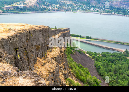 View of Coyote wall in the Columbia River Gorge on the Washington side Stock Photo