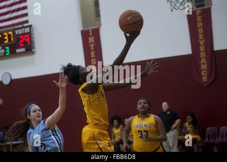 Florida, USA. 13th Jan, 2016. Zack Wittman | Times.Don'Niya Brooks takes a layup during Berkeley Preparatory's game at Brooks Debartolo Collegiate High School on Wednesday evening, January 13, 2015 in Tampa. © Tampa Bay Times/ZUMA Wire/Alamy Live News Stock Photo