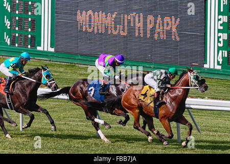 Thoroughbred horse racing at Monmouth Park in Oceanport, New Jersey