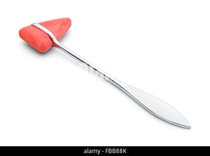 Red Medical Reflex Hammer Isolated on White Background. Stock Photo