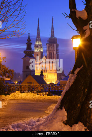 View to Cathedral in Zagreb city Stock Photo