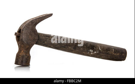 Rusty old hammer on white background Stock Photo