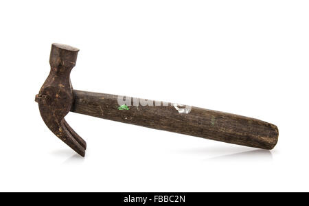 Rusty old hammer on white background Stock Photo