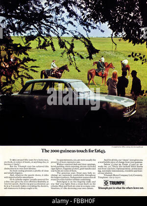 Original full page colour vintage advert from 1970s. Advertisement from 1971 advertising Triumph 2000 cars.