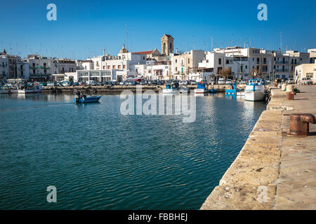 View of a nice fishing harbor in Mola di Bari, Puglia region, Italy Stock Photo