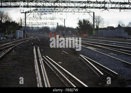 programme signalling area re engineers watford rail network work alamy
