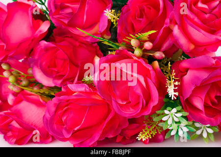 Pink fabric roses closeup picture. Stock Photo