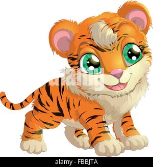 beautiful tiger on a white background Stock Vector