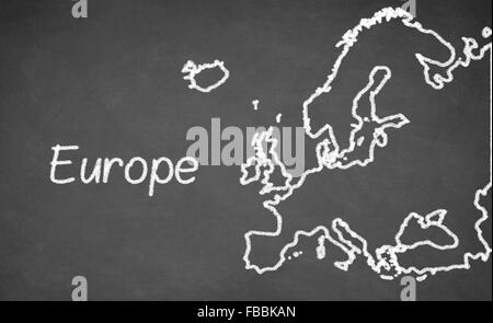 Europe map drawn on chalkboard Stock Photo