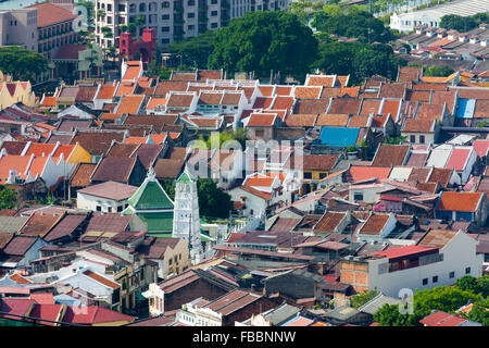 Aerial View over Chinatown Old Malacca, Malaysia. Stock Photo