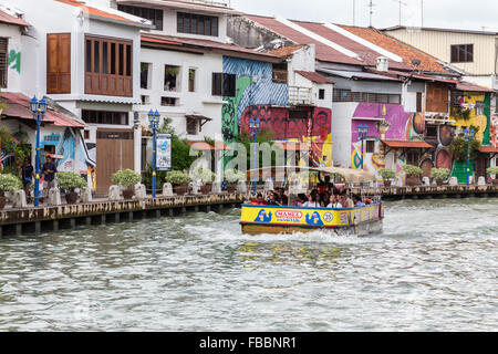 Colorful wall murals by the Malacca river. Stock Photo