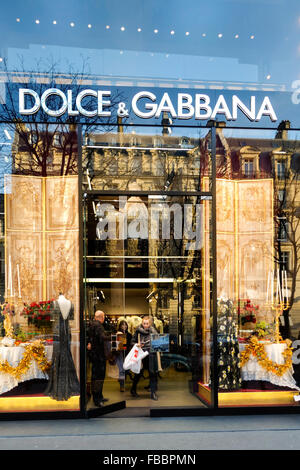 Luxury Dolce & Gabbana, fashion house entrance, with Citroën 2CV parked ...