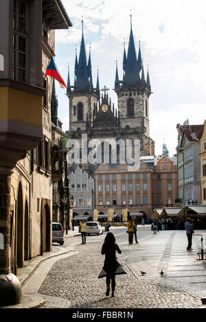 Church of our Lady before Tyn from old town hall, Prague Czech republic Stock Photo