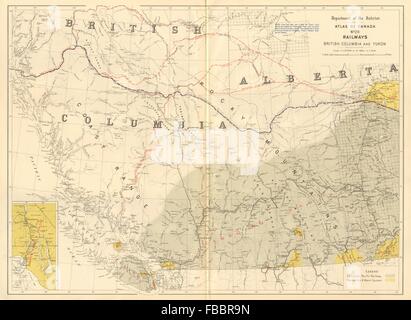 CANADA Railways. British Columbia & Yukon. Canadian Pacific. Mackenzie, 1906 map Stock Photo