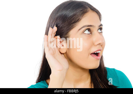 1 indian Young Woman Ear Hearing Stock Photo