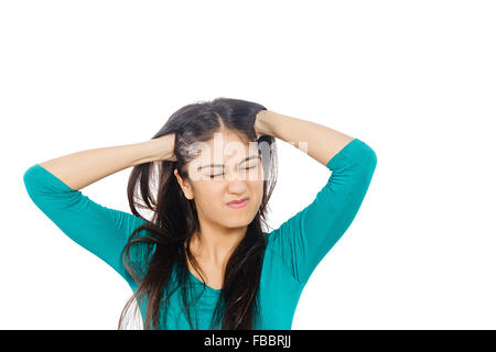 1 indian Young Woman Hair Problem Stock Photo