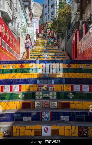 Laderia do Santa Teresa, Escadaria Selarón, Selaron Steps, Rio de Janeiro, Brazil Stock Photo