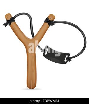 wooden slingshot vector illustration isolated on white background Stock Vector
