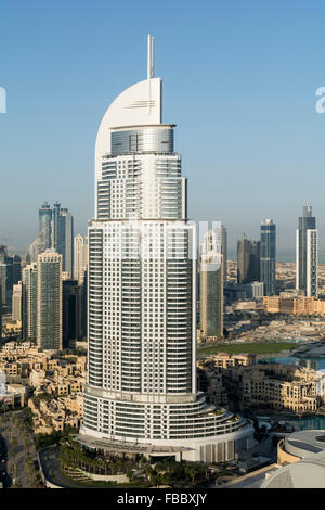 View of Address Hotel in Downtown Dubai before fire on New Year 2016 in Dubai United Arab Emirates Stock Photo